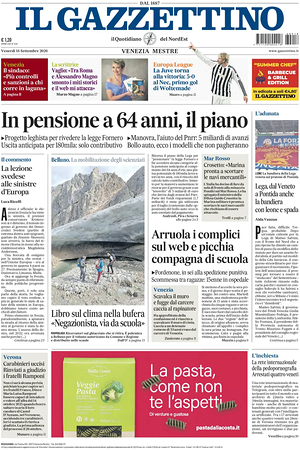 Prima pagina Il Gazzettino di oggi - Quotidiano nazionale