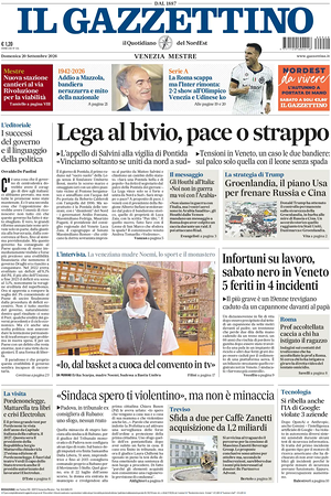 Prima pagina Il Gazzettino di oggi - Quotidiano nazionale