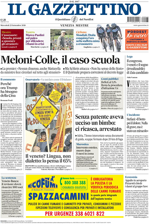 Prima pagina Il Gazzettino di oggi - Quotidiano nazionale