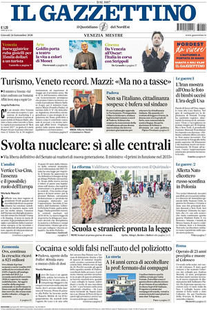 Prima pagina Il Gazzettino di oggi - Quotidiano nazionale
