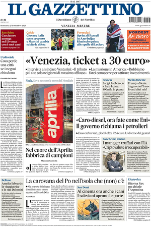 Prima pagina Il Gazzettino di oggi - Quotidiano nazionale