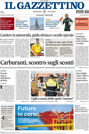 Prima pagina Il Gazzettino di oggi - Quotidiano nazionale