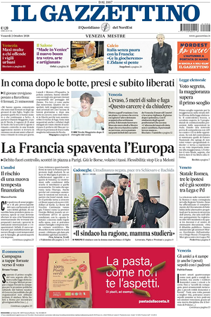 Prima pagina Il Gazzettino di oggi - Quotidiano nazionale