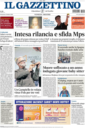 Prima pagina Il Gazzettino di oggi - Quotidiano nazionale