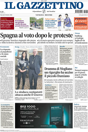 Prima pagina Il Gazzettino di oggi - Quotidiano nazionale