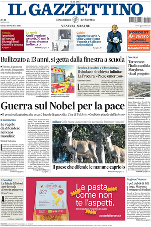 Prima pagina Il Gazzettino di oggi - Quotidiano nazionale