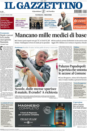 Prima pagina Il Gazzettino di oggi - Quotidiano nazionale