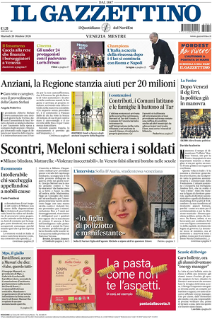 Prima pagina Il Gazzettino di oggi - Quotidiano nazionale