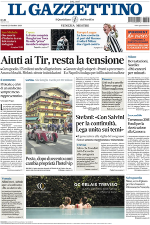 Prima pagina Il Gazzettino di oggi - Quotidiano nazionale