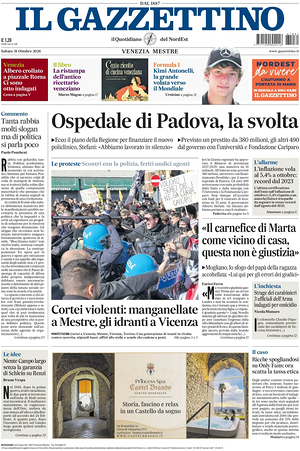 Prima pagina Il Gazzettino di oggi - Quotidiano nazionale
