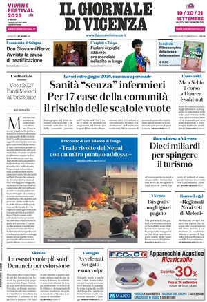 Prima pagina Il Giornale di Vicenza di oggi - Quotidiano regionale