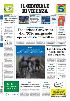 Prima pagina Il Giornale di Vicenza di oggi - Quotidiano regionale