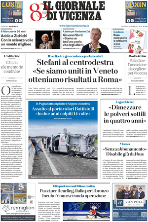 Prima pagina Il Giornale di Vicenza di oggi - Quotidiano regionale