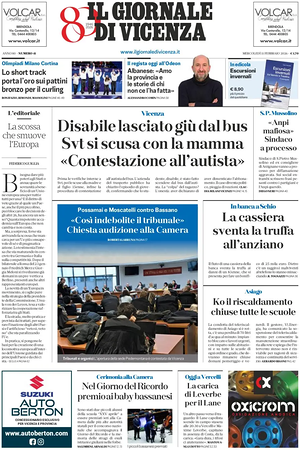 Prima pagina Il Giornale di Vicenza di oggi - Quotidiano regionale