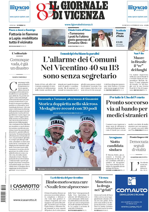 Prima pagina Il Giornale di Vicenza di oggi - Quotidiano regionale