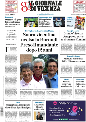Prima pagina Il Giornale di Vicenza di oggi - Quotidiano regionale