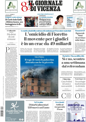 Prima pagina Il Giornale di Vicenza di oggi - Quotidiano regionale