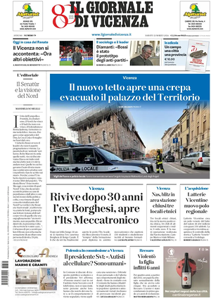 Prima pagina Il Giornale di Vicenza di oggi - Quotidiano regionale