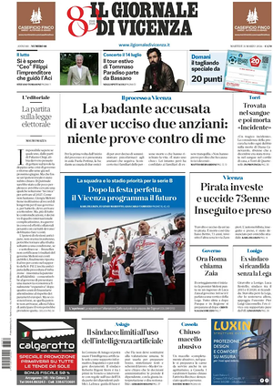 Prima pagina Il Giornale di Vicenza di oggi - Quotidiano regionale