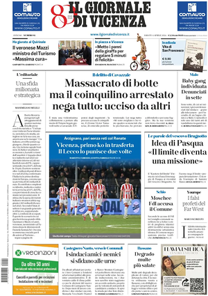 Prima pagina Il Giornale di Vicenza di oggi - Quotidiano regionale