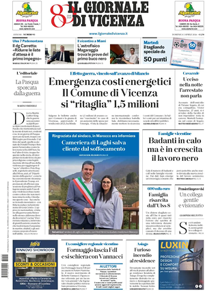 Prima pagina Il Giornale di Vicenza di oggi - Quotidiano regionale