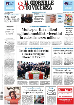 Prima pagina Il Giornale di Vicenza di oggi - Quotidiano regionale