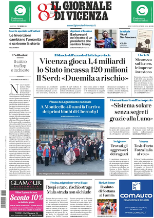 Prima pagina Il Giornale di Vicenza di oggi - Quotidiano regionale