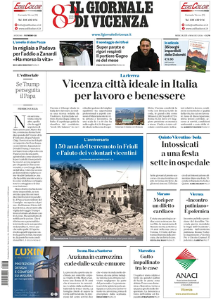 Prima pagina Il Giornale di Vicenza di oggi - Quotidiano regionale