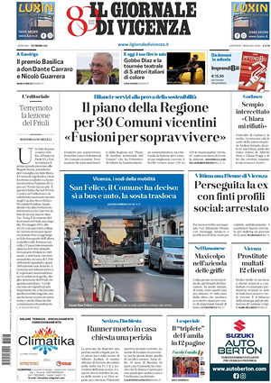 Prima pagina Il Giornale di Vicenza di oggi - Quotidiano regionale