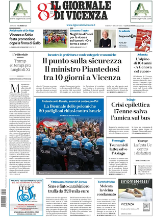 Prima pagina Il Giornale di Vicenza di oggi - Quotidiano regionale