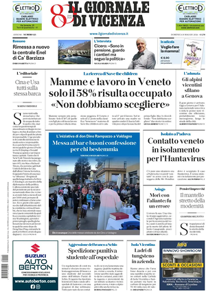 Prima pagina Il Giornale di Vicenza di oggi - Quotidiano regionale