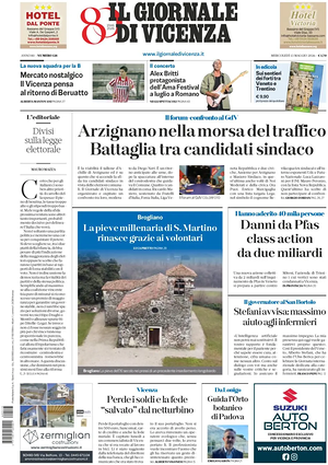Prima pagina Il Giornale di Vicenza di oggi - Quotidiano regionale