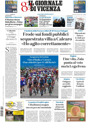 Prima pagina Il Giornale di Vicenza di oggi - Quotidiano regionale