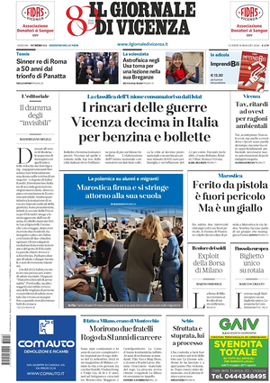 Prima pagina Il Giornale di Vicenza di oggi - Quotidiano regionale