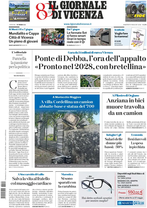 Prima pagina Il Giornale di Vicenza di oggi - Quotidiano regionale