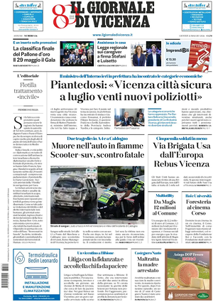 Prima pagina Il Giornale di Vicenza di oggi - Quotidiano regionale