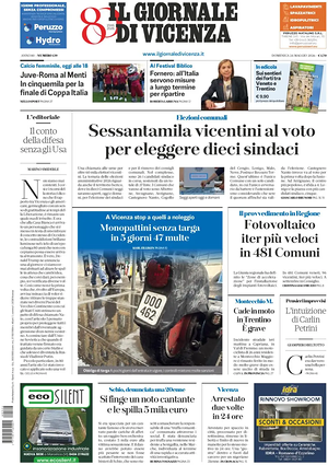 Prima pagina Il Giornale di Vicenza di oggi - Quotidiano regionale