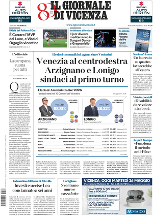 Prima pagina Il Giornale di Vicenza di oggi - Quotidiano regionale
