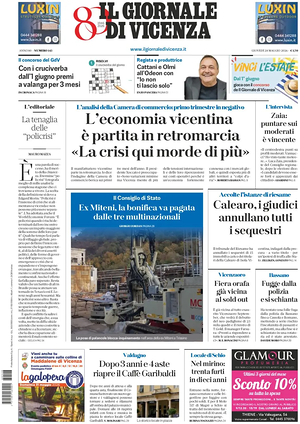 Prima pagina Il Giornale di Vicenza di oggi - Quotidiano regionale