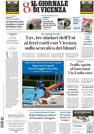 Prima pagina Il Giornale di Vicenza di oggi - Quotidiano regionale