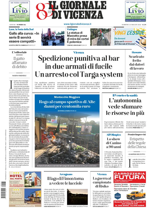 Prima pagina Il Giornale di Vicenza di oggi - Quotidiano regionale