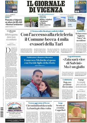 Prima pagina Il Giornale di Vicenza di oggi - Quotidiano regionale