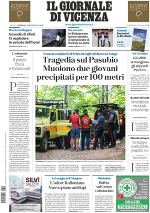 Prima pagina Il Giornale di Vicenza di oggi - Quotidiano regionale