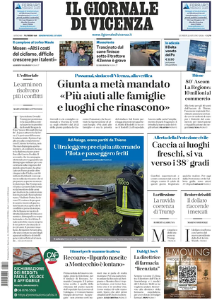 Prima pagina Il Giornale di Vicenza di oggi - Quotidiano regionale