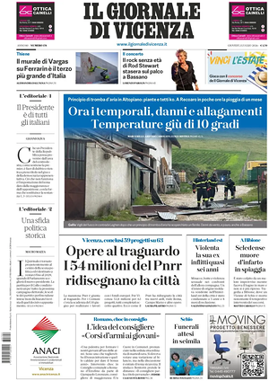Prima pagina Il Giornale di Vicenza di oggi - Quotidiano regionale