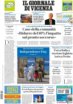 Prima pagina Il Giornale di Vicenza di oggi - Quotidiano regionale