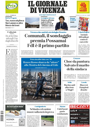 Prima pagina Il Giornale di Vicenza di oggi - Quotidiano regionale