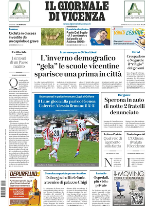 Prima pagina Il Giornale di Vicenza di oggi - Quotidiano regionale