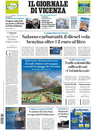 Prima pagina Il Giornale di Vicenza di oggi - Quotidiano regionale