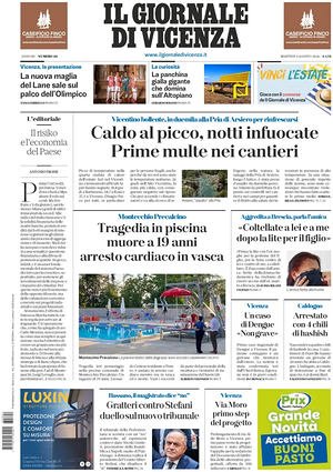 Prima pagina Il Giornale di Vicenza di oggi - Quotidiano regionale